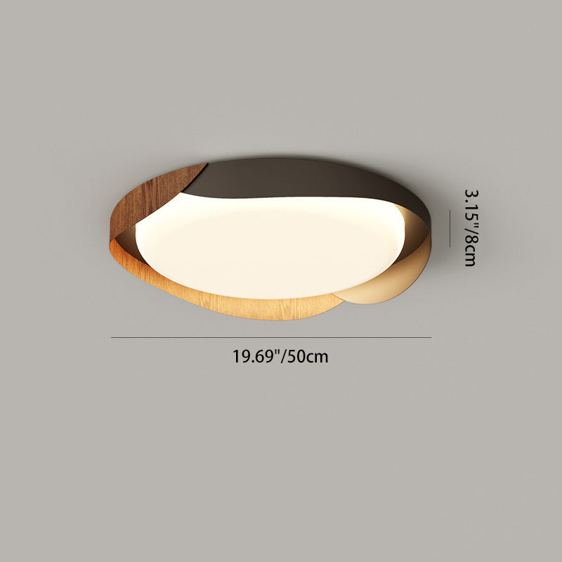 Modern Minimalist Iron & Acrylic Round Square Rectangular Wavy LED Flush Mount Ceiling Light For Bedroom & Living Room