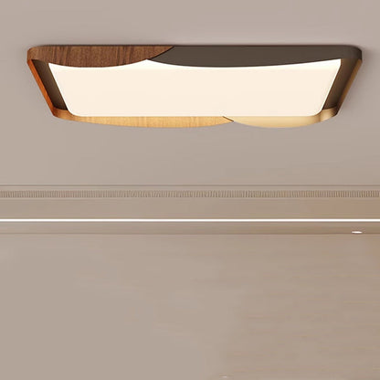 Modern Minimalist Iron & Acrylic Round Square Rectangular Wavy LED Flush Mount Ceiling Light For Bedroom & Living Room