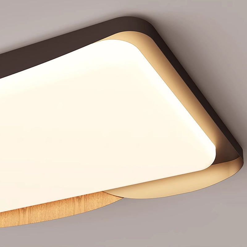 Modern Minimalist Iron & Acrylic Round Square Rectangular Wavy LED Flush Mount Ceiling Light For Bedroom & Living Room
