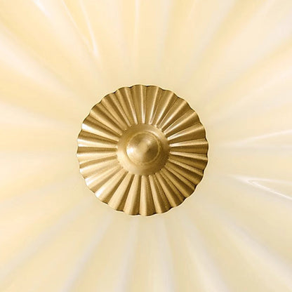 Traditional French Brass & Glass Petal Shade 3/4 Light Flush Mount Ceiling Light For Bedroom & Living Room