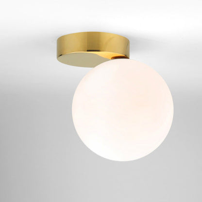 Contemporary Nordic Iron & Glass Globe 1-Light Semi-Flush Mount Ceiling Light For Bedroom & Living Room