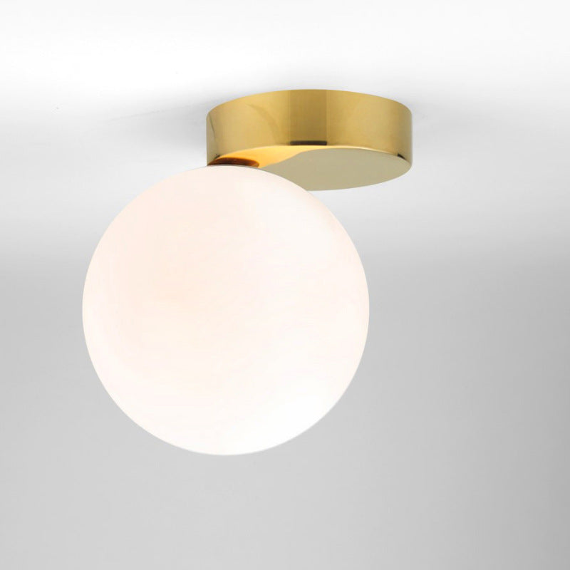 Contemporary Nordic Iron & Glass Globe 1-Light Semi-Flush Mount Ceiling Light For Bedroom & Living Room