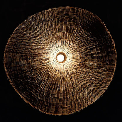 Traditional Chinese Bamboo Straw Hat 1-Light Pendant Light For Bedroom & Living Room