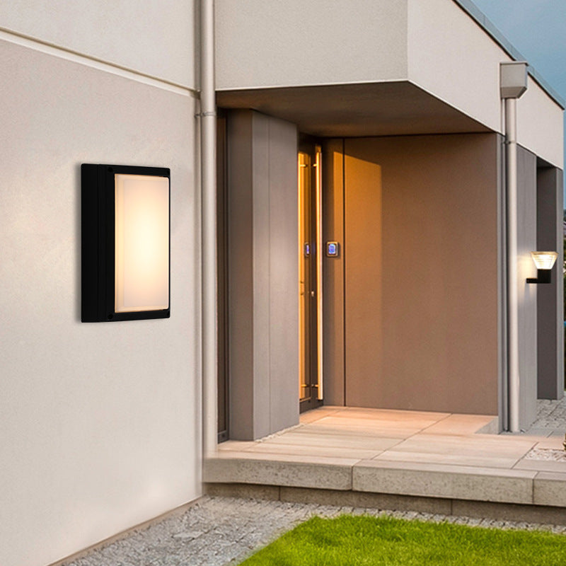 Modern Minimalist Aluminum & PC Rectangular Waterproof LED Outdoor Wall Light For Patio & Balcony