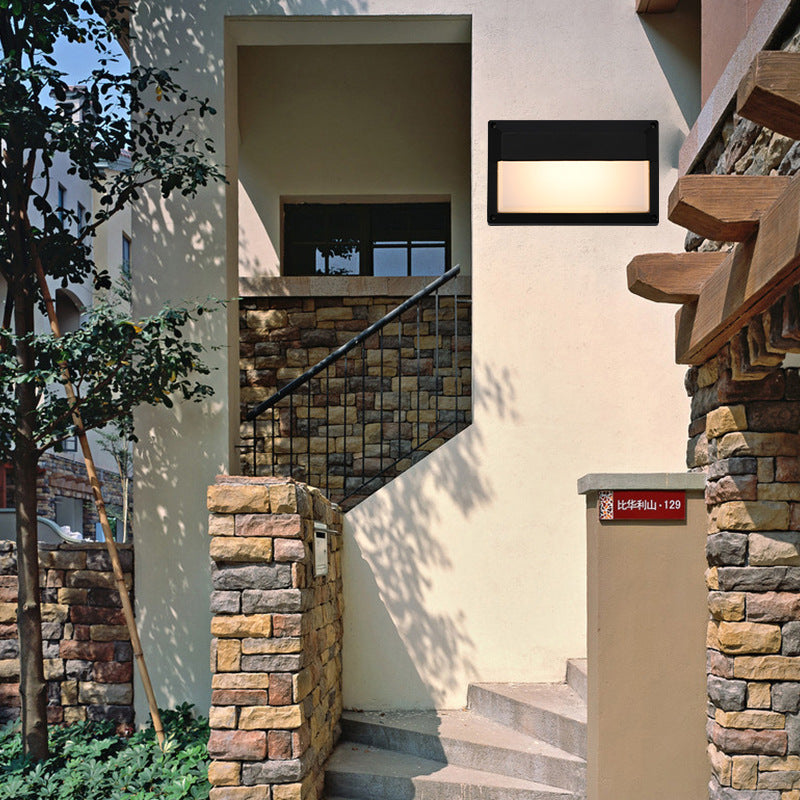 Modern Minimalist Aluminum & PC Rectangular Waterproof LED Outdoor Wall Light For Patio & Balcony