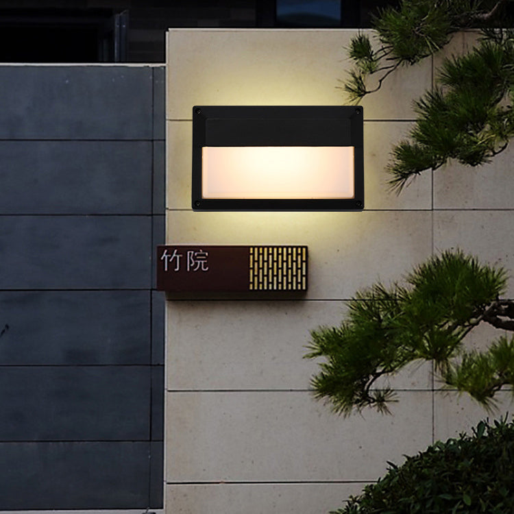 Modern Minimalist Aluminum & PC Rectangular Waterproof LED Outdoor Wall Light For Patio & Balcony
