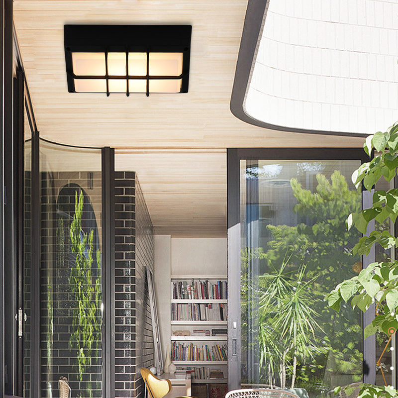 Modern Minimalist Aluminum & PC Grid-Shaped Waterproof LED Outdoor Wall Light For Patio & Balcony