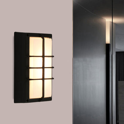Modern Minimalist Aluminum & PC Grid-Shaped Waterproof LED Outdoor Wall Light For Patio & Balcony