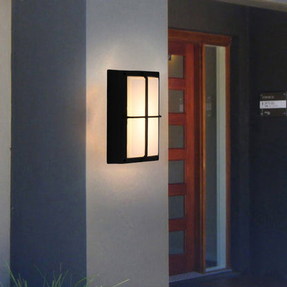 Modern Minimalist Aluminum & PC Grid-Shaped Waterproof LED Outdoor Wall Light For Patio & Balcony
