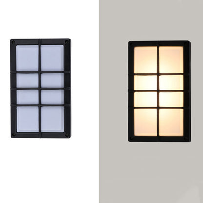 Modern Minimalist Aluminum & PC Grid-Shaped Waterproof LED Outdoor Wall Light For Patio & Balcony