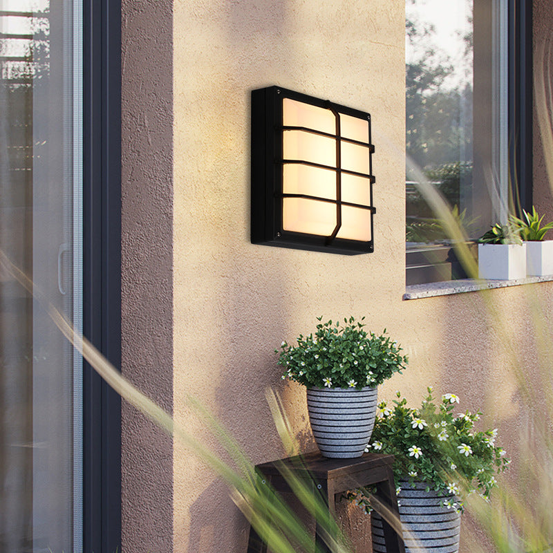 Modern Minimalist Aluminum & PC Square Waterproof LED Outdoor Wall Light For Patio & Balcony