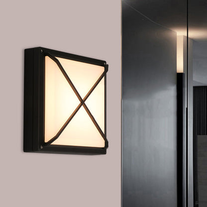 Modern Minimalist Aluminum & PC Square Waterproof LED Outdoor Wall Light For Patio & Balcony