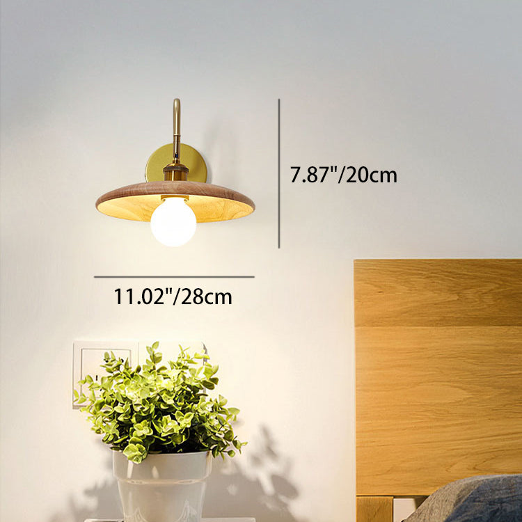 Traditional Japanese Rubberwood, Iron & Acrylic Round Ball 1-Light Adjustable Wall Sconce Lamp For Bedroom & Living Room