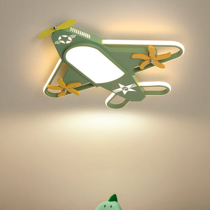 Contemporary Creative Iron & Acrylic Airplane LED Flush Mount Ceiling Light For Kids' Bedroom