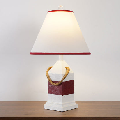 Traditional Vintage Resin & Fabric Rectangular Base Tapered Shade 1-Light Table Lamp For Bedroom & Living Room