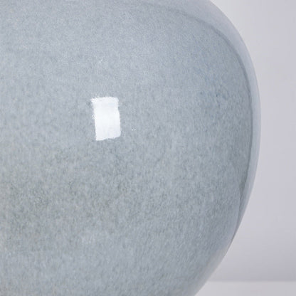 Traditional Chinese Ceramic & Crystal Gourd Base Round Fabric Shade 1-Light Table Lamp For Bedroom & Living Room