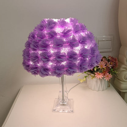 Contemporary Creative Feather & Acrylic Round Umbrella 1-Light Table Lamp For Bedroom & Living Room