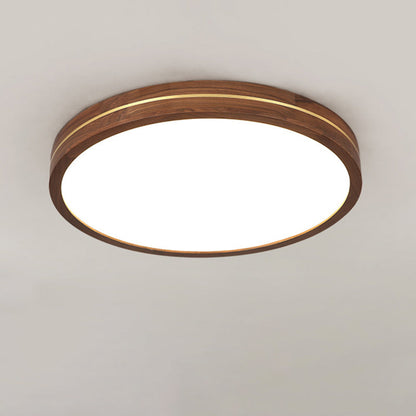 Traditional Chinese Wood & Acrylic Round Square Rectangular LED Flush Mount Ceiling Light For Bedroom & Living Room