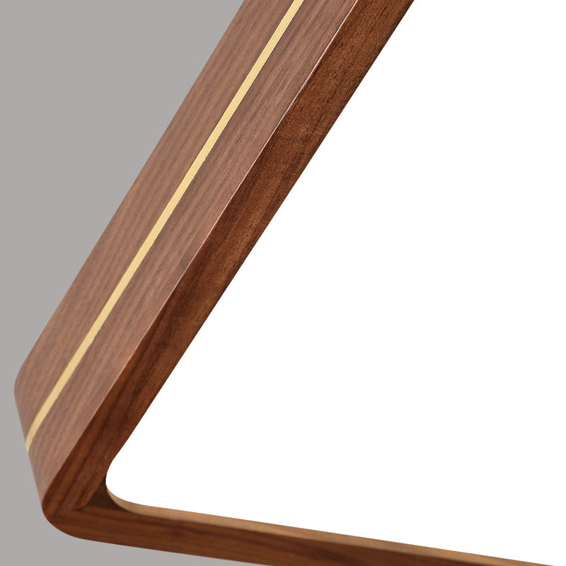 Traditional Chinese Wood & Acrylic Round Square Rectangular LED Flush Mount Ceiling Light For Bedroom & Living Room