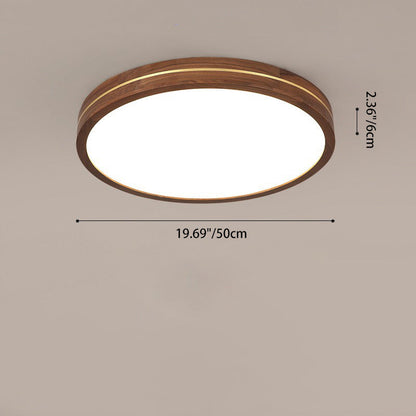 Traditional Chinese Wood & Acrylic Round Square Rectangular LED Flush Mount Ceiling Light For Bedroom & Living Room
