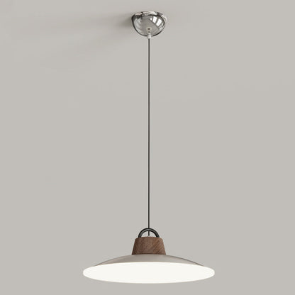 Modern Minimalist Iron, Acrylic & Wood Round Fisherman Hat LED Pendant Light For Bedroom & Living Room