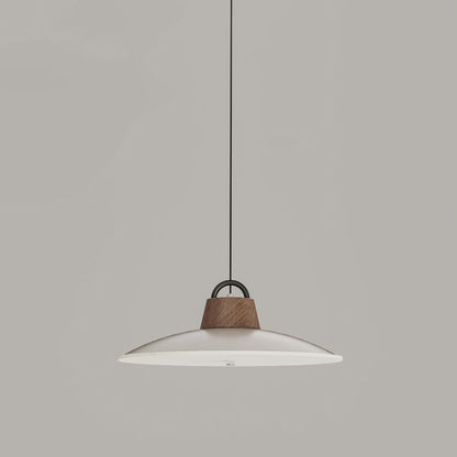 Modern Minimalist Iron, Acrylic & Wood Round Fisherman Hat LED Pendant Light For Bedroom & Living Room