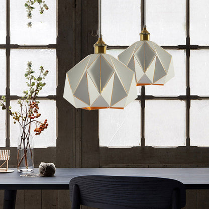 Contemporary Creative Iron Geometric Polygon 1-Light Pendant Light For Dining Room & Living Room