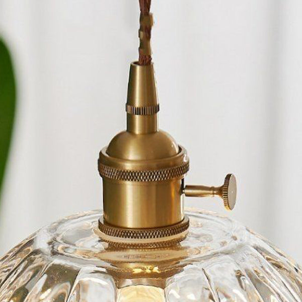 Traditional Vintage Glass & Wood Flower-Shaped 1-Light Pendant Light For Bedroom & Living Room