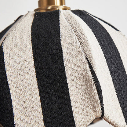 Modern Mid-Century Fabric & Wood Wavy Dome 1-Light Pendant Light For Bedroom & Living Room
