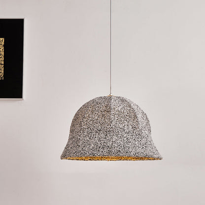 Modern Art Deco Fabric Polka Dot Dome 1-Light Pendant Light For Bedroom & Living Room