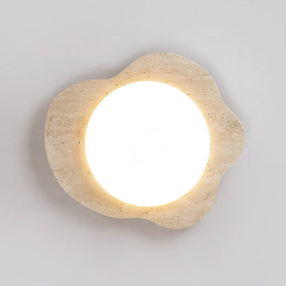 Contemporary Creative Travertine & Plastic Egg-Shaped LED Flush Mount Ceiling Light For Bedroom & Living Room