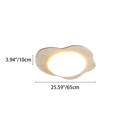 Contemporary Creative Travertine & Plastic Egg-Shaped LED Flush Mount Ceiling Light For Bedroom & Living Room