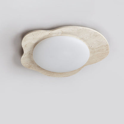 Contemporary Creative Travertine & Plastic Egg-Shaped LED Flush Mount Ceiling Light For Bedroom & Living Room