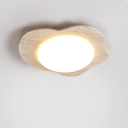 Contemporary Creative Travertine & Plastic Egg-Shaped LED Flush Mount Ceiling Light For Bedroom & Living Room