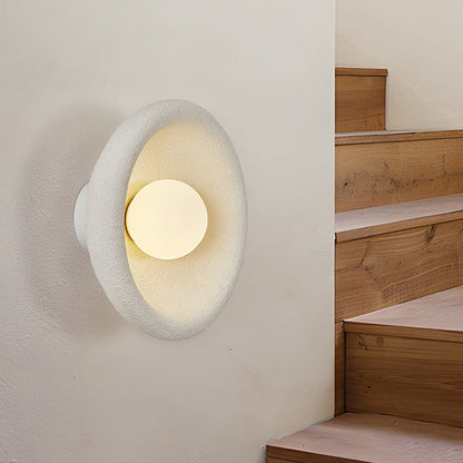 Modern Minimalist Polystyrene Bowl-Shaped 1-Light Wall Sconce Lamp For Bedroom & Living Room
