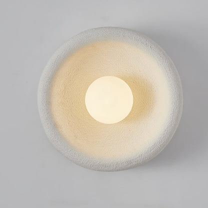 Modern Minimalist Polystyrene Bowl-Shaped 1-Light Wall Sconce Lamp For Bedroom & Living Room