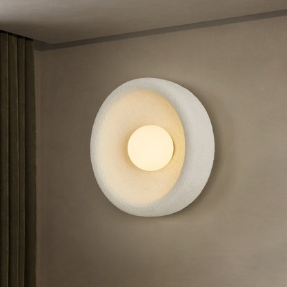 Modern Minimalist Polystyrene Bowl-Shaped 1-Light Wall Sconce Lamp For Bedroom & Living Room