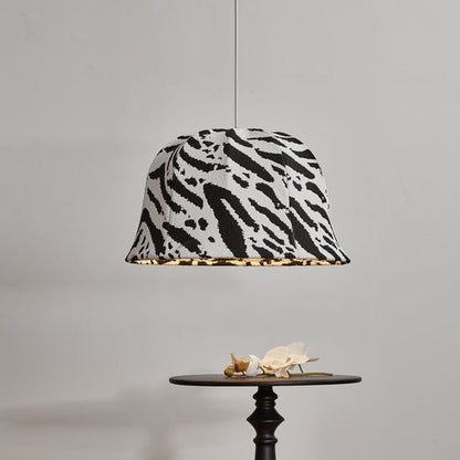 Modern Art Deco Fabric & Iron Zebra Dome 1-Light Pendant Light For Bedroom & Living Room