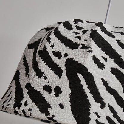 Modern Art Deco Fabric & Iron Zebra Dome 1-Light Pendant Light For Bedroom & Living Room