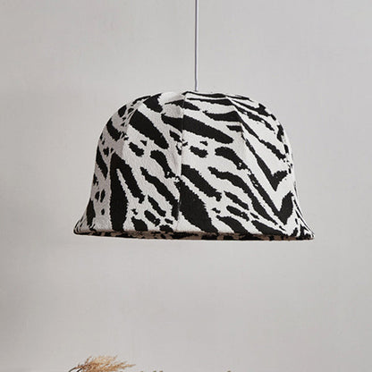 Modern Art Deco Fabric & Iron Zebra Dome 1-Light Pendant Light For Bedroom & Living Room