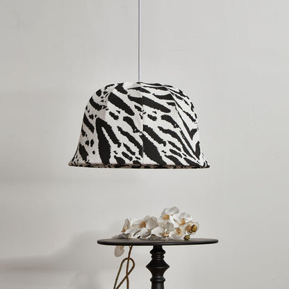 Modern Art Deco Fabric & Iron Zebra Dome 1-Light Pendant Light For Bedroom & Living Room