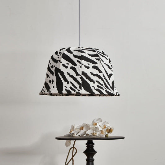 Modern Art Deco Fabric & Iron Zebra Dome 1-Light Pendant Light For Bedroom & Living Room
