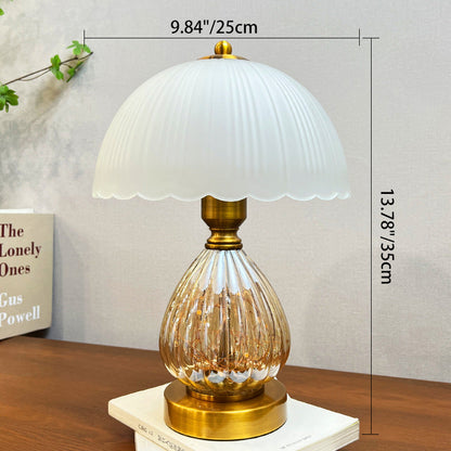 Modern Art Deco Glass Dome Shade Oval Base 1-Light Table Lamp For Living Room