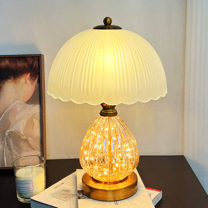 Modern Art Deco Glass Dome Shade Oval Base 1-Light Table Lamp For Living Room