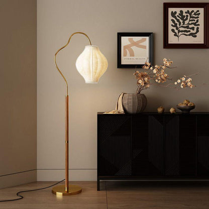 Traditional Vintage Metal & Fabric Patterned Shade 1-Light Standing Floor Lamp For Living Room & Bedroom