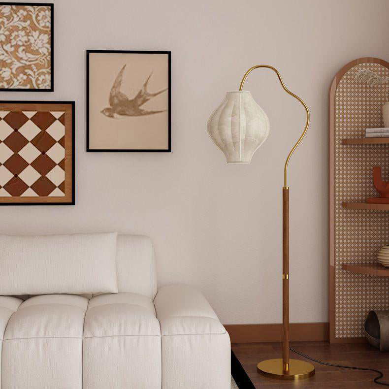 Traditional Vintage Metal & Fabric Patterned Shade 1-Light Standing Floor Lamp For Living Room & Bedroom