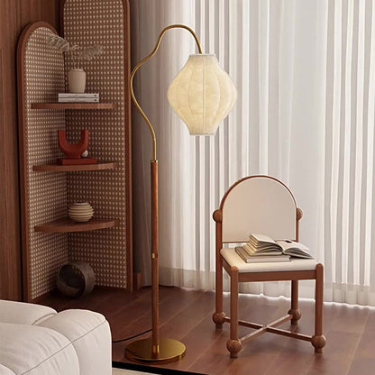Traditional Vintage Metal & Fabric Patterned Shade 1-Light Standing Floor Lamp For Living Room & Bedroom