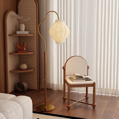 Traditional Vintage Metal & Fabric Patterned Shade 1-Light Standing Floor Lamp For Living Room & Bedroom