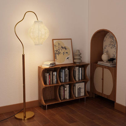 Traditional Vintage Metal & Fabric Patterned Shade 1-Light Standing Floor Lamp For Living Room & Bedroom