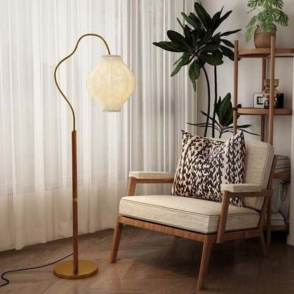 Traditional Vintage Metal & Fabric Patterned Shade 1-Light Standing Floor Lamp For Living Room & Bedroom
